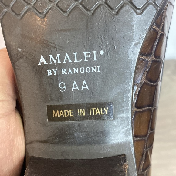 Amalfi by Rangoni Brown Faux Crocodile Loafers with Gold Accent buckle - 9 - Picture 7 of 7